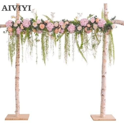 2m length wedding arch artificial flower arrangement 3 colors rose hydrangea wire fern T stage layout road flower arrangement