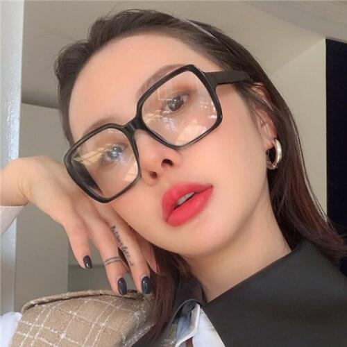 Large Frame Brand Design Square Cat Eye Flat Light Glasses Myopia Prescription Goggle Frame Women Optical Nearsighted Glasses