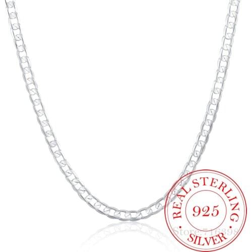 6MM 16inch-24inch Curb Chain Necklaces Silver Jewelry Men Necklace 925 Sterling Silver Necklace Colar Men Jewelry Accessories