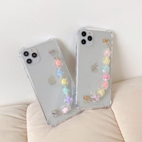 Stars Heart Clear Transparent TPU Cover Case For Samsung A82 A22 A72 A52 A42 A32 A12 A02S A71 A51 A31 Bracelet Case