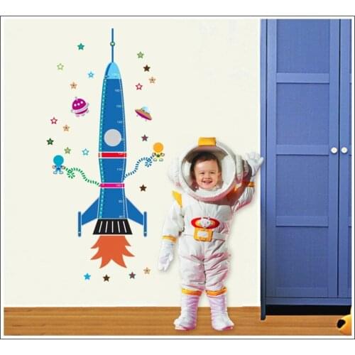 Rocket cartoon childrens bedroom background decorate wall ornaments wall stickers