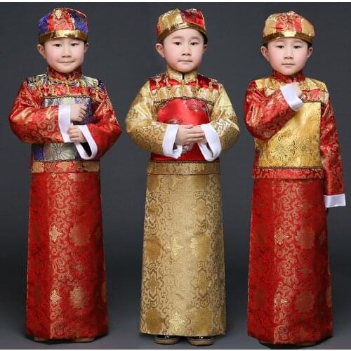 Children Ancient Costume Dance Costumes Hmong Clothes Ancient Chinese Costume Men Qing Dynasty Landlord
