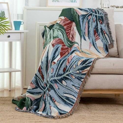 Recliner Knitted Bed Blanket with Tassel Office Divan Towel Plaid Lounge Chair Cover Wall Tapestry