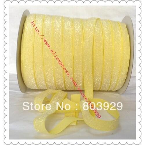 5/8" Stretch Lemon Metallic Velvet Ribbon Sparkle Ribbon Elastic Frosted Lemon Glitter Ribbon