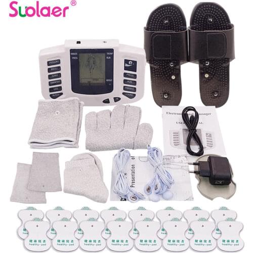 Face Body Russian/English Electric Pulse Massage Muscle Relax Stimulator Therapy Massager 16Pads Tens Unit Acupuncture Pain Reli