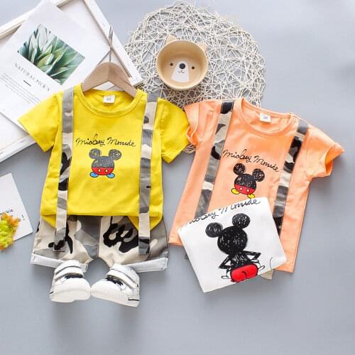 Summer Children Fashion Clothing Baby Boys Girls Cartoon T Shirt camouflage Shorts 2Pcs/sets Kids Infant Clothes Toddler sets