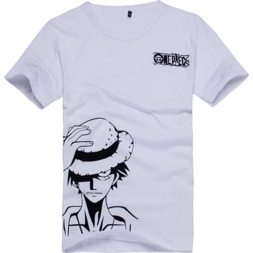 Top Anime Tee Monkey MD Luffy Printing Short Sleeves Top Unisex Daily T Shirt Anime Tee 100% Cotton Anime Cosplay Tee White Top