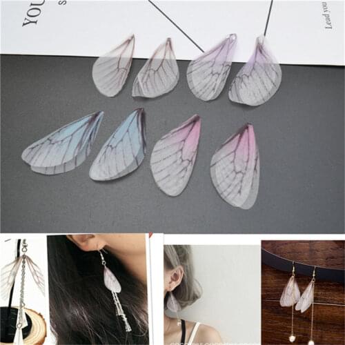 Julie Wang 4 Pairs Chiffon Insect Wings Charms Mixed Gauze Pendants Bracelet Earrings Jewelry Making Accessory Decor