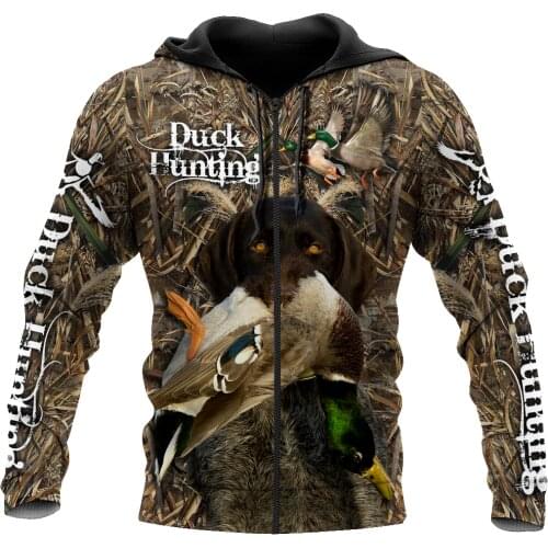 Duck Hunting Labrador Camo 3D All Over Printed Mens Autumn Hoodies Sweatshirt Unisex Streetwear Casual Zip Jacket Pullover KJ483