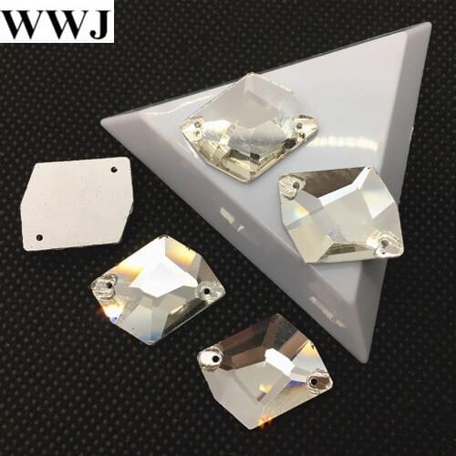 Cosmic Sew On Glass Crystal Stones Flatback 2 Holes Crystal Clear Color 11x14mm,14x17mm,16x21mm,21x27mm