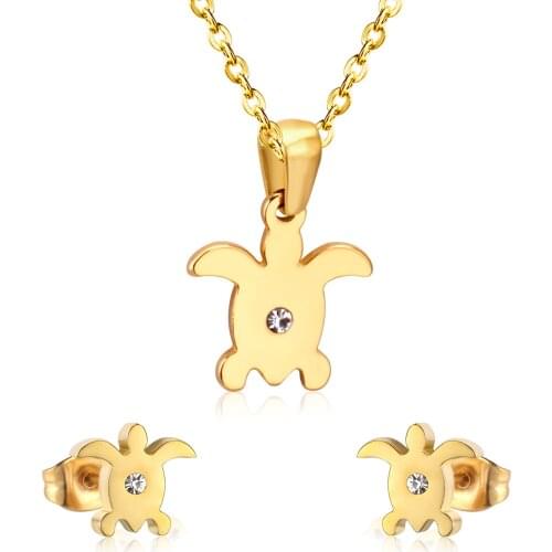 LUXUKISSKIDS Stainless Steel Dubai African Jewelry Set for Women Girls Gold Color Necklace Earrings Set Indian Jewellery Sets