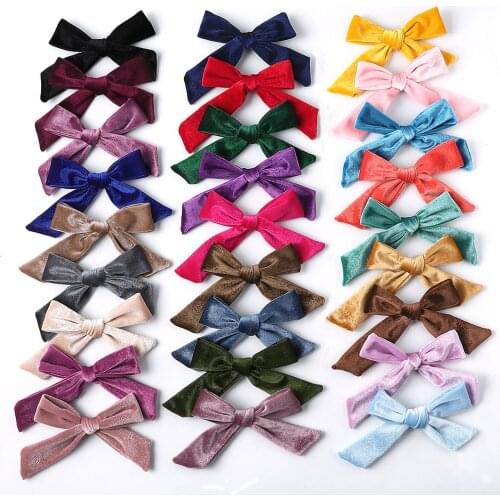 Cute Lovely Headwear Baby Bows Velvet Headband Super Soft Corduroy Hairpin Winter Candy Color Newborn HairClip Hair Accessories