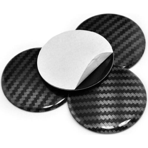 Emblem Hub 4pcs Center Cap Set 50mm Carbon Fiber Pattern Stripe Car Cover