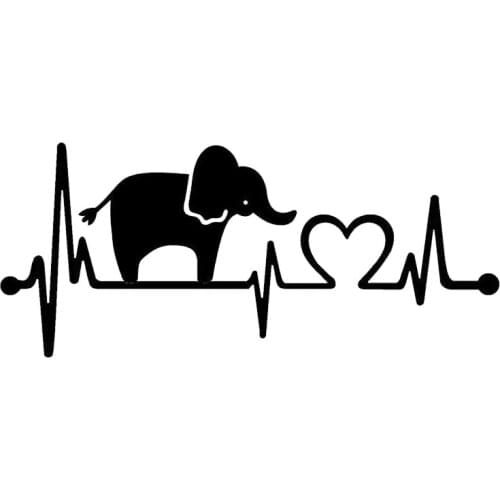 20*8.6cm Elephant Heartbeat Monitor Decal Sticker Car Truck SUV Laptop Surface Art Rear Window Car Sticker