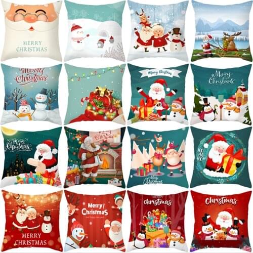New Year Elk Santa Claus Christmas Cushion Cover Merry Christmas Ornaments 2021 Xmas Navidad Gift Christmas Decorations for Home