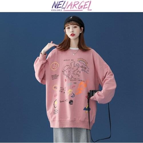 NELLARGEL Women Kawaii Y2k Vintage Hoodie 2021 Female Harajuku Streetwear Korean Fashion Sweatshirts Girl Japanese Causal Hoodie