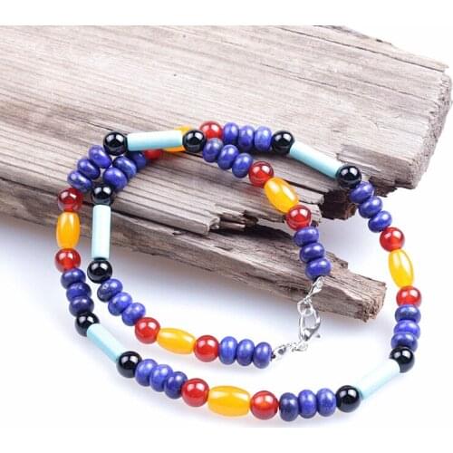 Handmade Natural 6mm stone bead Surfer Necklace for Mens and womens jewelry