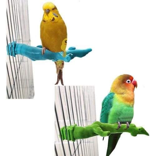 Density Plastic Bird Parrot Stand Perch Branch Cage Stick Bite Holder Play Toy Suitable for Cage with Bar Interval of 1.6cm