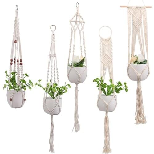 100% Handmade Hanging Baskets Flowerpot Plant Holder Macrame Plant Hanger Indoor Wall Hanging Planter Plant Holder Basket