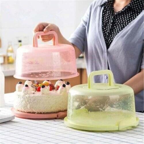 Portable Round Cake Storage Box Handheld Birthday Wedding Kitchen Baking Bar Cake Container Cake Box Dessert Tray