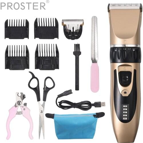 Proster Electrical Pet Clipper Rechargeable Dogs Hair Clipper Trimmer Haircut Shaver Cats Hair Cut Remover Machine Grooming Kit