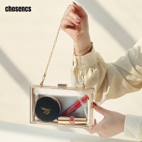 Women Brand Clear Tote Bags Luxury Handbag Top Quality Designer New Color Chain Cross Bodi Clutch Bag Small Shoulder Purse