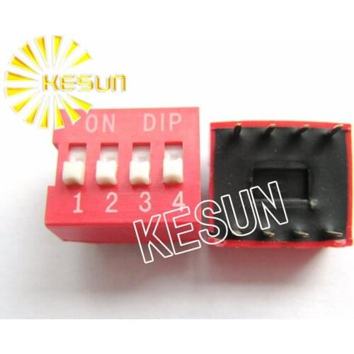 FREE SHIPPING 20PCSx China Quality DS-04 Red 4P DIP Switch 2.54mm 4 Position Encoder Switch Slide Switch