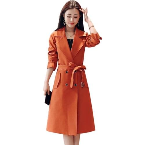 Fashion Spring Autumn temperament Trench Coat Women Long Coats Plus size Windbreaker Female Double-breasted Trench Outerwear 4XL