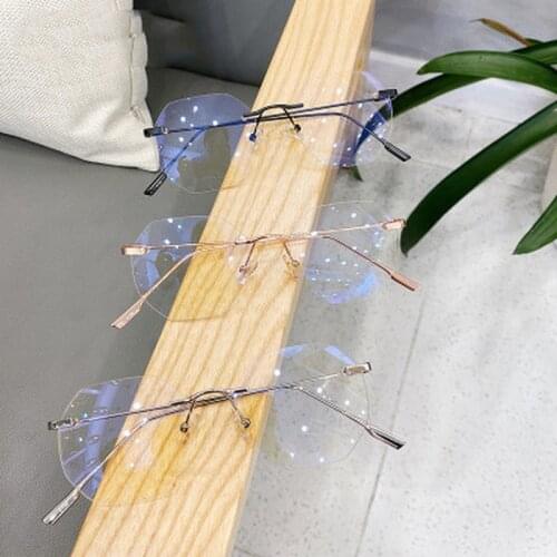UVLAIK Blue Llight Transparent Rimless Computer Glasses Frame Women Spectacle Myopia Frameless Glasses Men Optical Frames