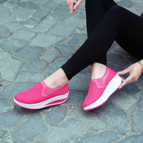 Spring Womens Swing Shoes Mesh Woman Loafers Flat Platforms Female Shoe Casual Wedges Ladies Shoes Height Increasing Footwear