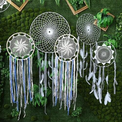 Wind Chimes Handmade Indian Dream Catcher Net With Feathers Wall Hanging Dreamcatcher Craft Gift Home Decoration wedding display