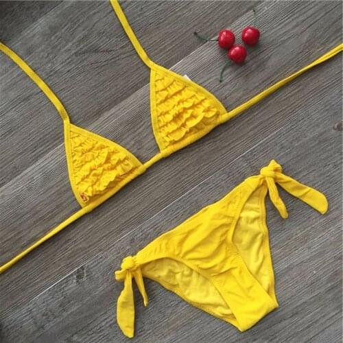 4 Colors Kids Girls Swimwear Swimsuit Soild Chilren Bikini 2020 Kids Two Pieces Biquini Infantil Falbala Bathing Suit A146