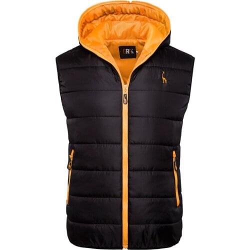 Fad New Giraffe Brand Winter Jacket Men Hoodied Vest Men Zipper Mens Jacket Sleeveless Casual Winter Waistcoat Men