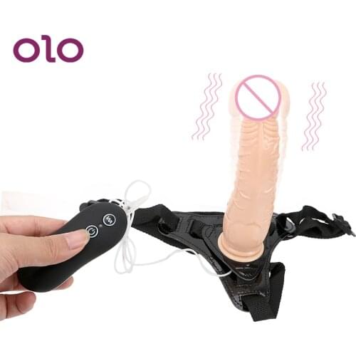 OLO 10 frequency Vibrator Strap On Dildos Silicone Realistic Penis Female Masturbator Sex Toys for Women Erotic Sex Products