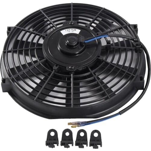10 Inch 12V 80W 2100Rpm Straight Black Blade Electric Cooling Radiator Tank Fan Mounting Kit Universal