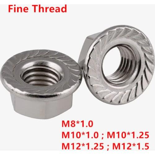 10pcs 5pcs DIN6923 GB6177 M8 M10 M12 fine thread Flanged Hex Nut Flange Nuts non-slip lock nut antiskid nut