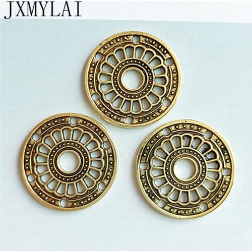10 PCS 22mm Fashion Metal Alloy Antique Bronze Round Connectors Charm DIY Findings For Jewelry Making