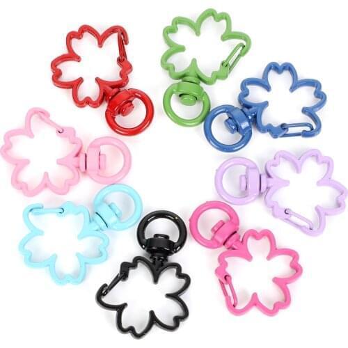 10Pcs 14 Colors 35x24mm Flower Metal Key Holder Split Rings Connectors For Jewelry Making Keychain Keyring Accessories Finding