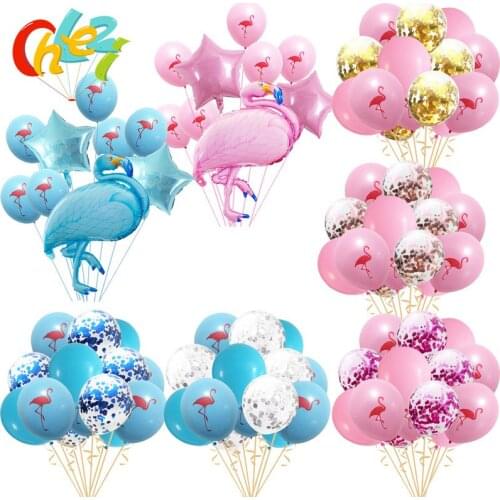 15Pcs 12Inch Flamingo Confetti Ballons Latex Hen Party Balloons Decor for Wedding Birthday Party Silver Rose Gold Green Balloons