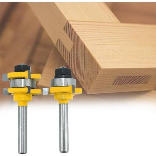 2Pcs Milling Cutter Build-Up Resistant Coating Anti-kickback Alloy 8mm Shank Joint Router Bits for Woodwork