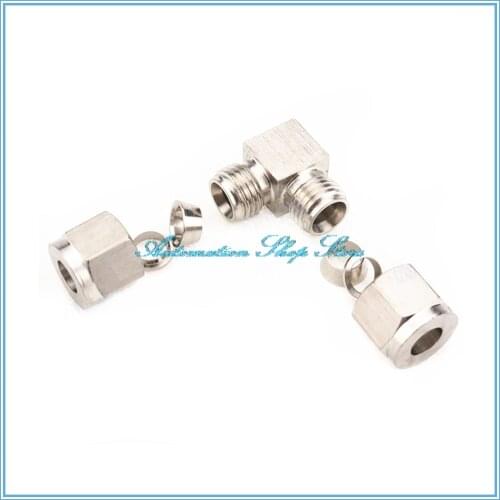 3 4 6 8 10 12mm Pipe OD Double Ferrule Tube Fittings 90 degree Elbow 304 SS Stainless Steel Pipe Connector