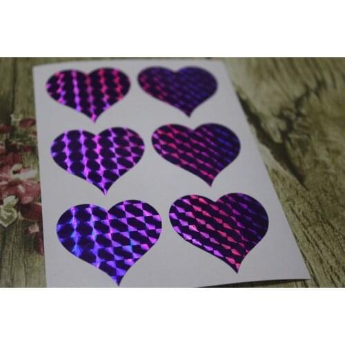 3.8cm Purple Hologram love heart sticker
