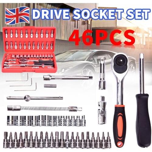 46Pcs Metric Socket Set 1/4" Wrench Torx Ratchet Driver Screwdriver Bit Tool UK