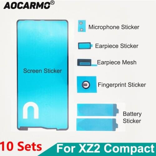 Aocarmo 10Sets Full Set Adhesive For Sony Xperia XZ2 Compact Mini XZ2C H8324 LCD Screen Display Battery Sticker Ear Speaker Mesh