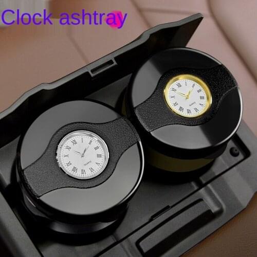 Automotive electronic clock ashtray on-board with LED lamp portable creative ashtray stainless steel ashtray wholesale