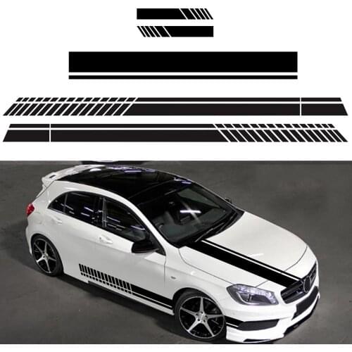 Car Stripe Sticker 5Pcs/Set Body Rearview Mirror Side Decal Stripe Vinyl Truck Vehicle Body Accessories Black/White 220*10cm