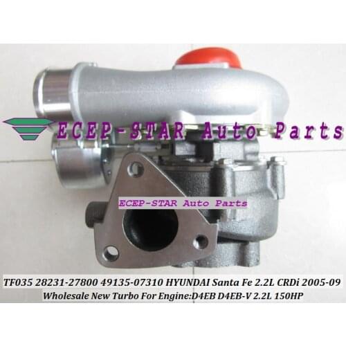 Free Ship TF035 28231-27800 49135-07300 49135-07100 49135-07302 49135-07301 Turbo For HYUNDAI Santa Fe 05- D4EB D4EB-V 2.2L CRDi
