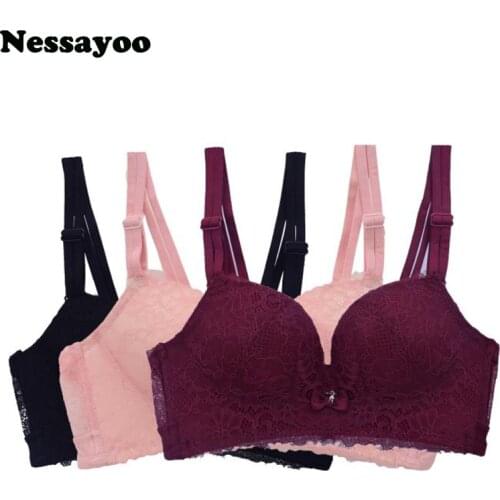 Push Up Young Girl Lingerie B C Cup Floral Lace Seamless Bra Small Chest Girl Bra Brassiere Wire-free Bra Crop Top Bra For Women