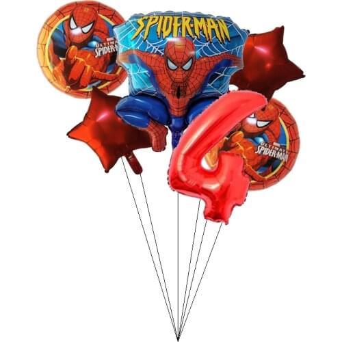 Spiderman Foil Balloons Round Super Hero Helium Balloon 30inch Number 1-9Th Birthday Party Decorations Kids Toys