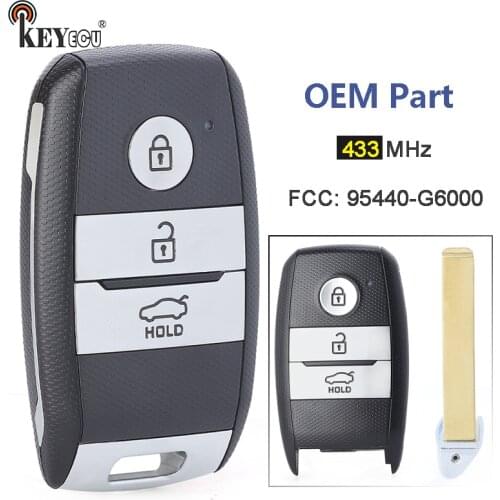 KEYECU 433MHz P/N: 95440-G6000 OEM Parts Keyless-Go Smart 3 Button Remote Key Fob for Kia Picanto Morning 2017 2018 2019